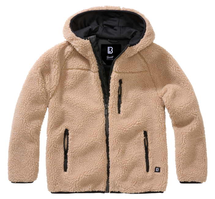 Brandit detská Teddyfleece bunda s kapucňou, camel