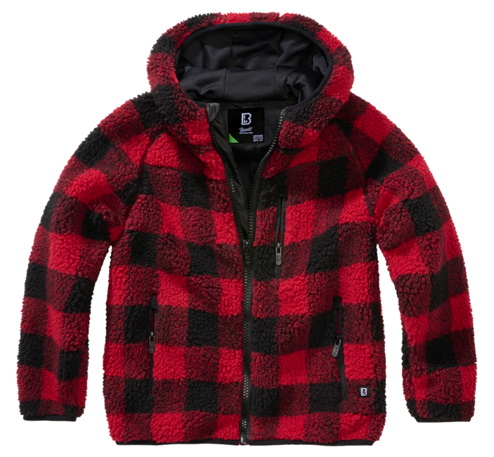 Brandit Kids Teddyfleece Hoodie Jacket, Red/Black