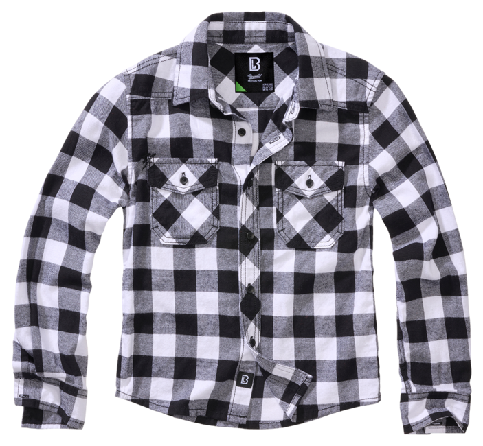 Brandit Kids Long Sleeve Shirt, White/Black