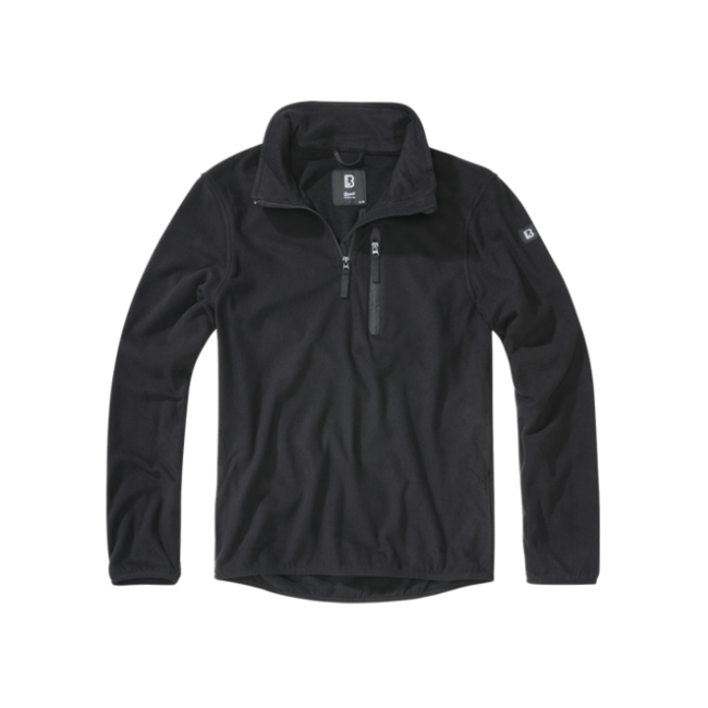 Brandit Fleece Troyer Pullover Jacket, Black