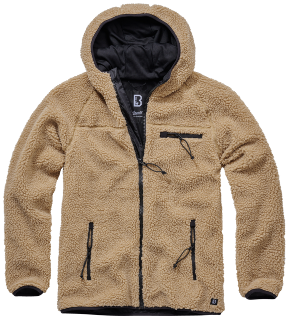 Brandit Teddyfleece Worker Fleece Hoodie Jacket, Camel