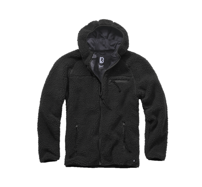 Brandit Teddyfleece Worker Fleece Hoodie Jacket, Black
