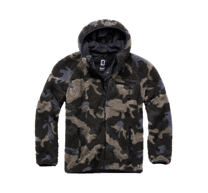 Brandit Teddyfleece Worker Fleece Hoodie Jacket, Dark Camo