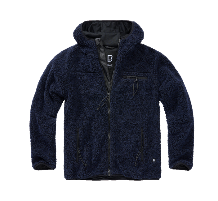 Brandit Teddyfleece Worker Fleece Hoodie Jacket, Navy Blue