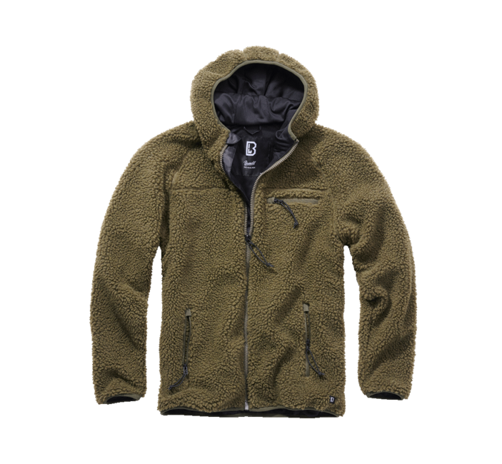 Brandit Teddyfleece Worker Fleece Hoodie Jacket, Olive
