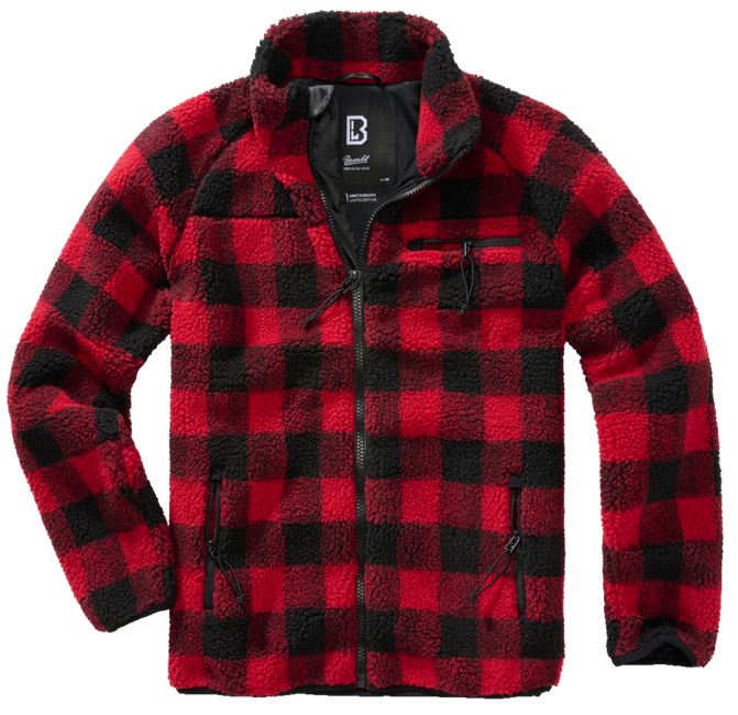 Brandit Teddyfleece Fleece Jacket, Red/Black