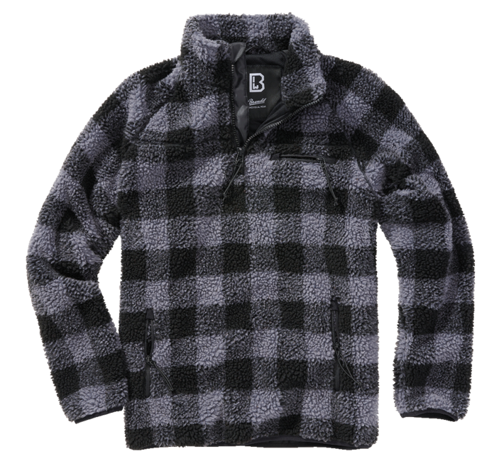 Brandit Teddyfleece Troyer Fleece Jacket, Black/Grey