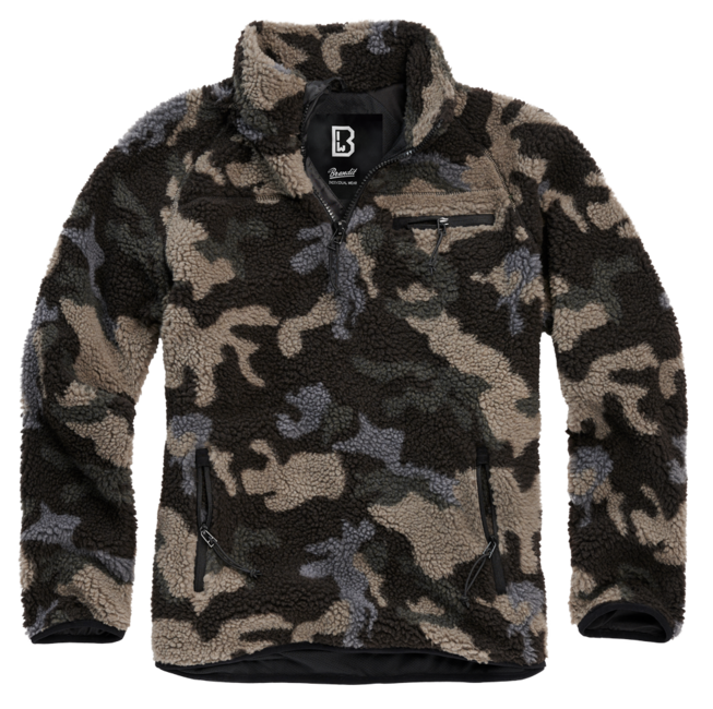 Brandit Teddyfleece Troyer Fleece Jacket, Dark Camo