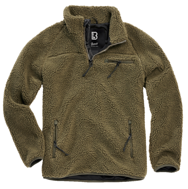 Brandit Teddyfleece Troyer Fleece Jacket, Olive