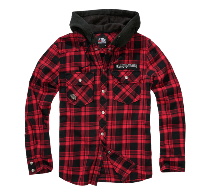 Brandit Iron Maiden Eddy Hoodie Shirt, Dark Red and Black