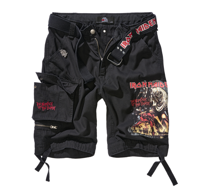 Brandit Iron Maiden Savage Shorts The Number of The Beast Black Edition, Black