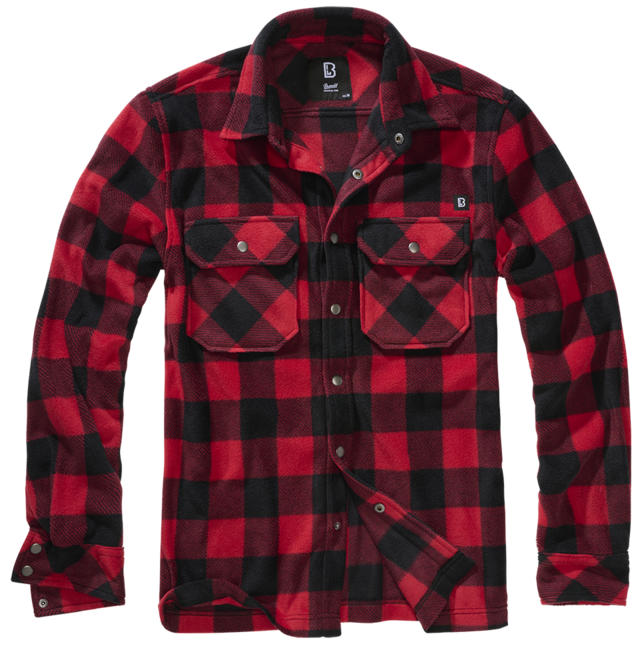 Brandit Jeff Fleece Shirt, Red/Black