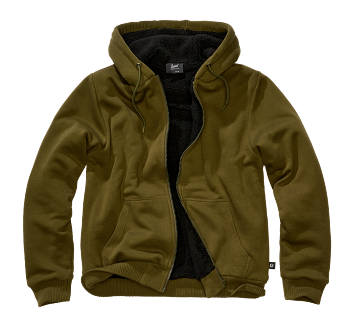 Brandit Men's Sweatjacket Teddylining Hoodie, Olive