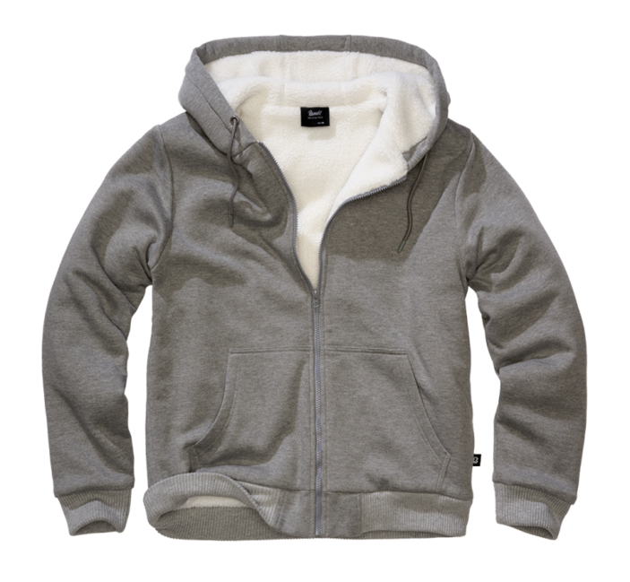 Brandit Men's Sweatjacket Teddylining Hoodie, Dark Grey Melange