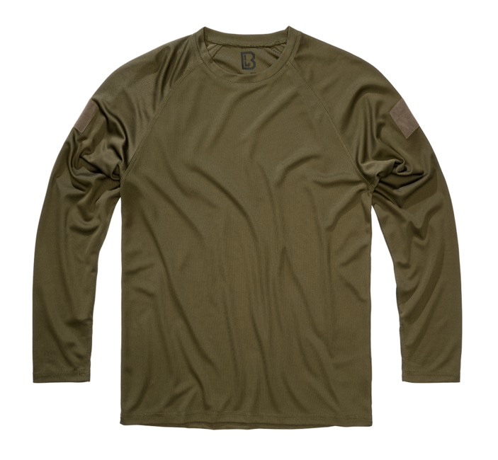 Brandit Men's Quick Dry Long Sleeve T-Shirt, Olive