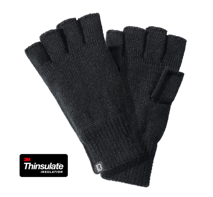 Brandit Knitted Fingerless Gloves, Black