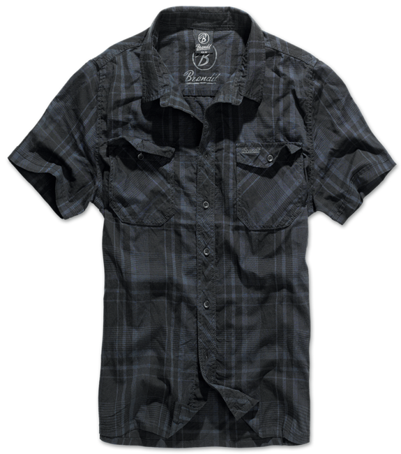 Brandit Roadstar Short Sleeve Shirt, Black and Navy Blue