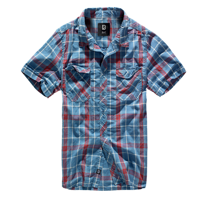 Brandit Roadstar Short Sleeve Shirt, Red/Navy Blue