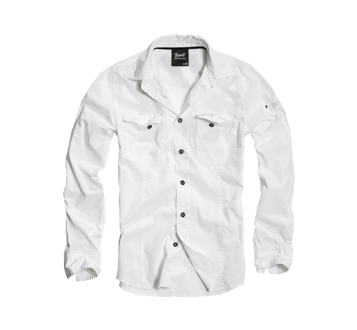 Brandit Slim Fit Shirt with Long Sleeves, White