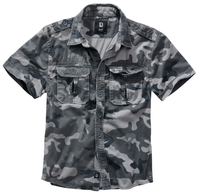 Brandit Vintage Shirt Short Sleeve, Grey Camo