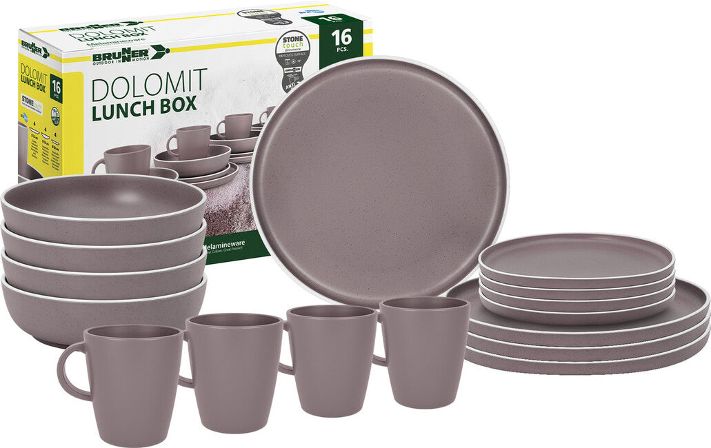 Brunner Lunch Box Dolomite Camping Dinnerware Set, Purple