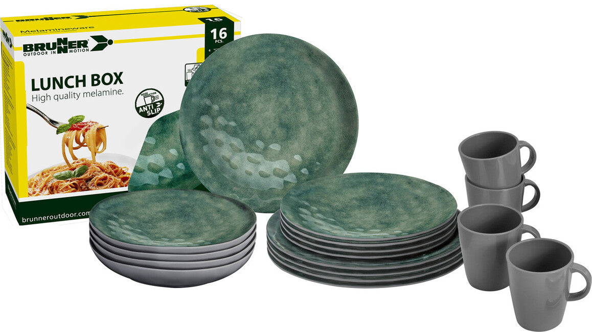 Brunner Lunch Box Venetian Camping Dinnerware Set, Green