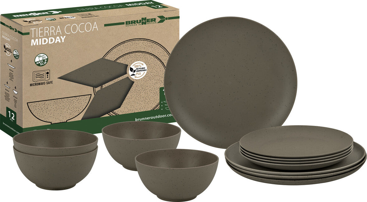 Brunner Midday Pla Tierra Camping Dinnerware Set, Brown