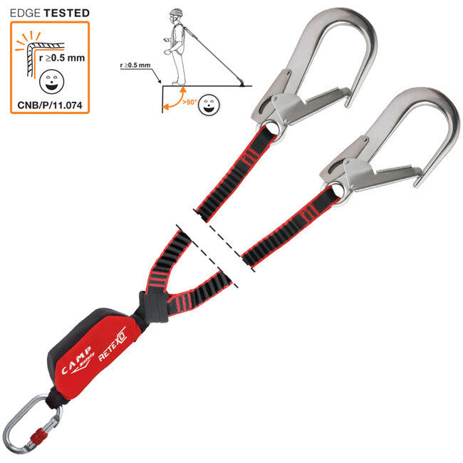 CAMP Retexo Rewind Double Safety Harness with Fall Damper and Elastic Lanyard 95 - 135 cm
