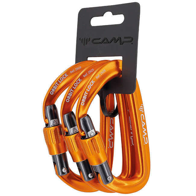 CAMP Orbit Lock Carabiner 3 Pack, Orange
