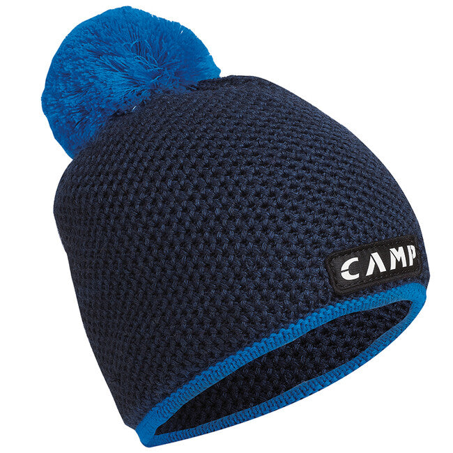 CAMP Merino Wool Knit Beanie Bob, Navy Blue / Light Blue