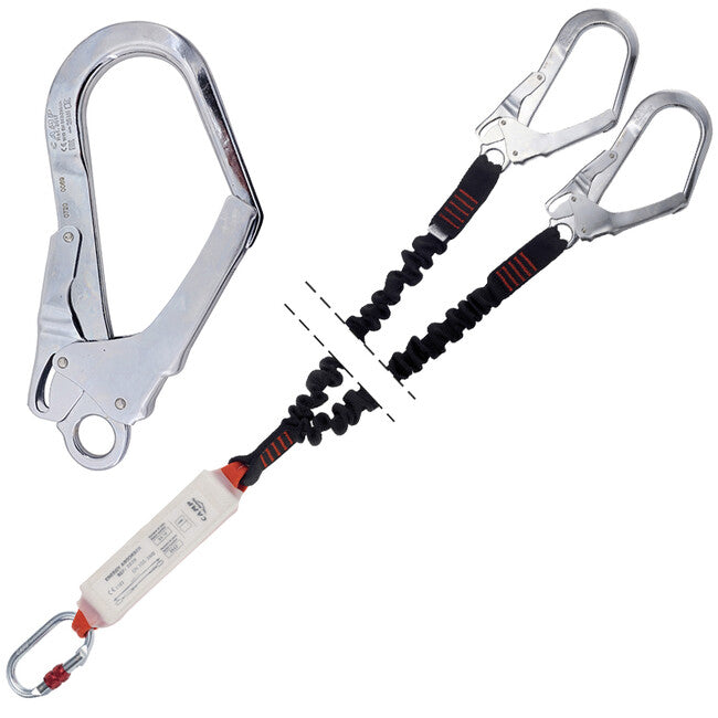 CAMP Shock Absorber Rewind Double Lanyard Set with Steel Palm Hooks 120 - 175 cm