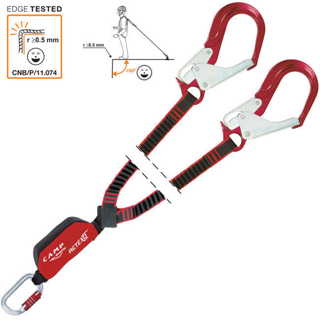 CAMP Fall Arrest Kit and Elastic Lanyard Hook Plus with Palm Hooks Retexo Rewind Double 120 - 180 cm