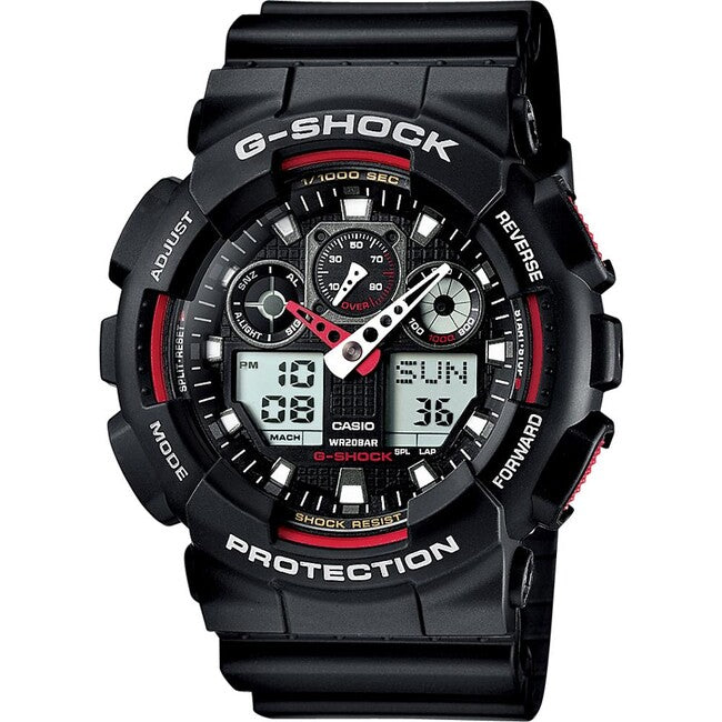 Casio G-Shock GA-100-1A4ER Watch, Black/Red