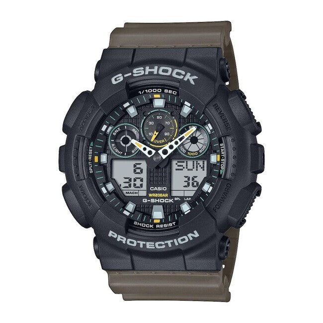 Casio G-Shock GA-100TU-1A3ER Watch, Black/Brown