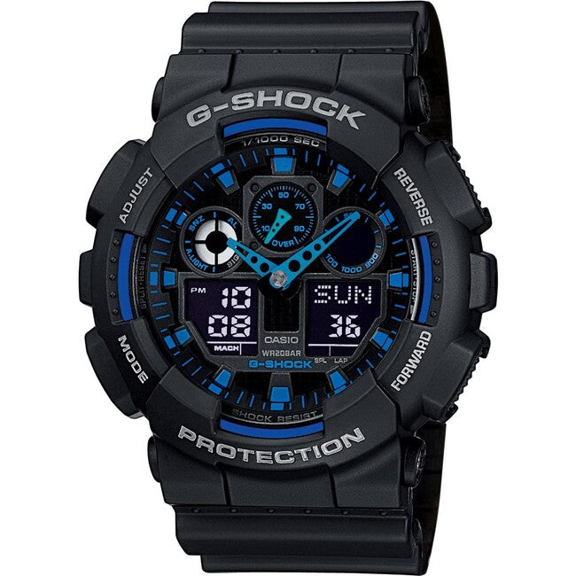 Casio G-Shock Watch GA-100-1A2ER, Black/Navy Blue