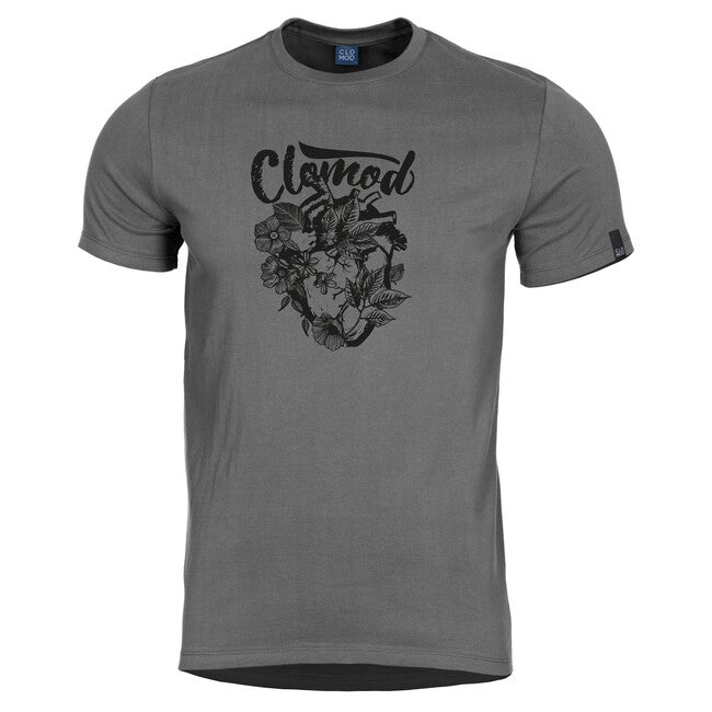 CloMod Flower Heart Short T-Shirt, Grey