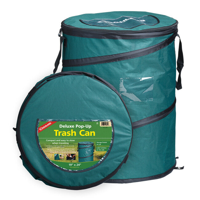 Coghlans Pop-Up Camping Trash Bag Stuffbag 100 Liters, Green DeLuxe