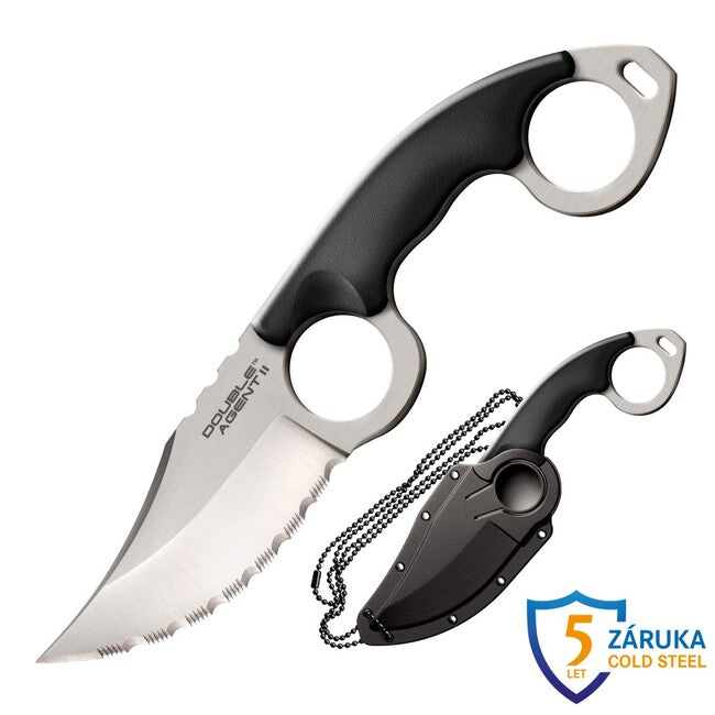 Cold Steel Double Agent II Serrated Fixed Blade Knife (AUS8A)