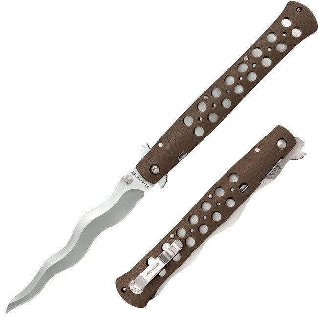 Cold Steel Ti-Lite 6" Kris Blade Folding Knife, Serrated