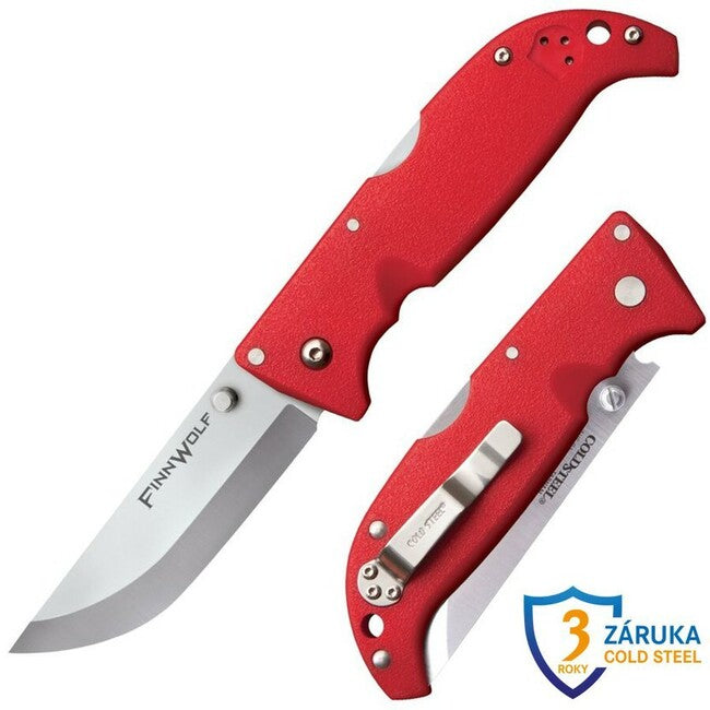 Cold Steel Finn Wolf Folding Knife, Red Handle (AUS8A)