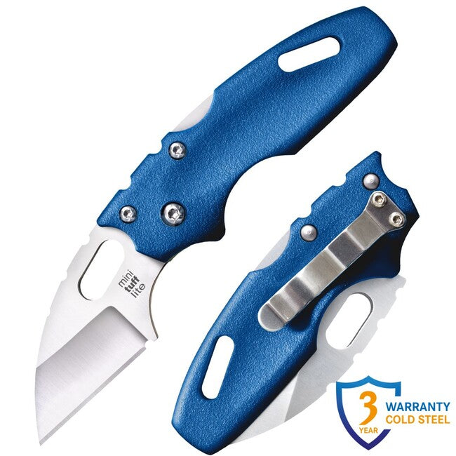 Cold Steel Mini Tuff Lite Plain Edge Folding Knife, Blue
