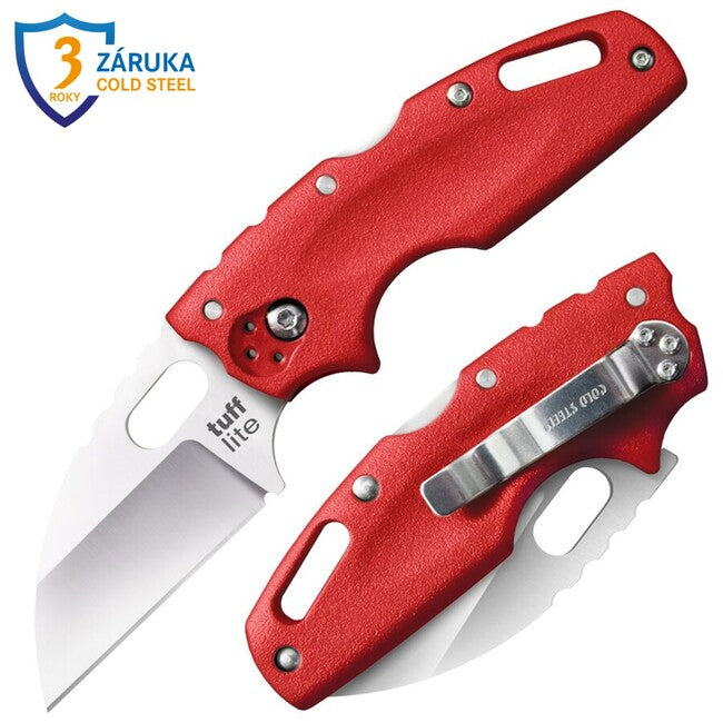 Cold Steel Tuff Lite Folding Knife Plain Edge, Red Handle (AUS8A)