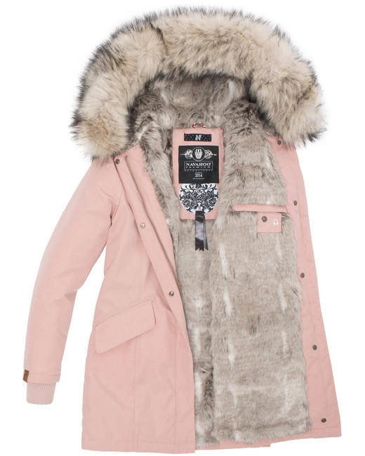 Navahoo Cristal women's winter jacket with hood and fur, pink