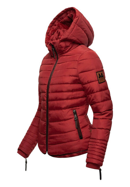 Marikoo Women's Winter Jacket Amber with Hood, Blood Red