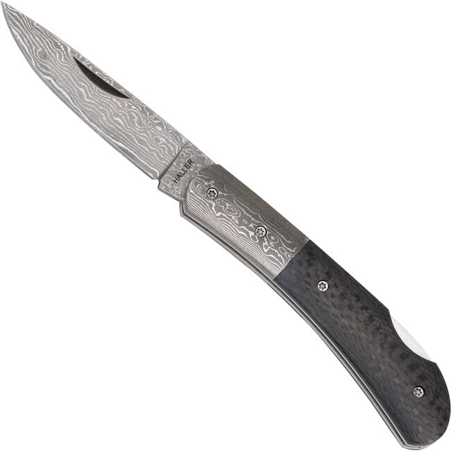 Haller Damast Survival Knife with Damascus Steel Damast-Tame Carbon Fiber Handle