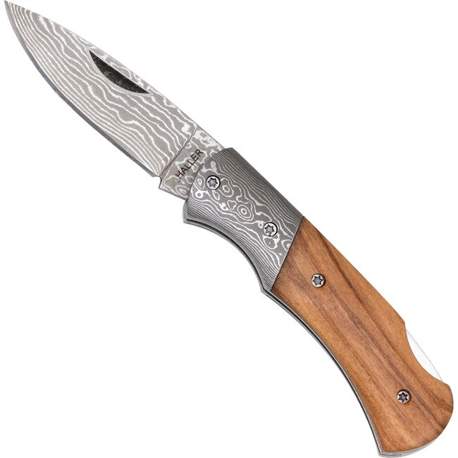 Haller Damast Survival Knife with Damascus Steel Damast-Tame Olive Wood 42974