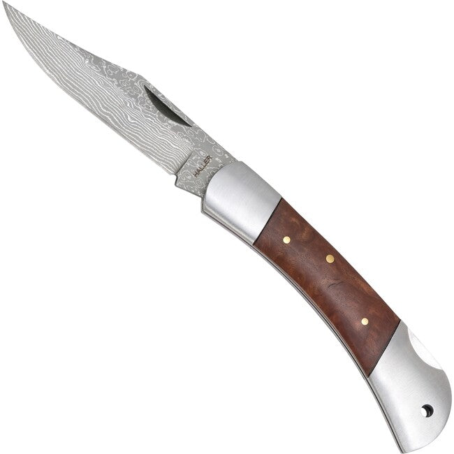 Haller Damast Survival Knife 80624, Damask Steel, Tame Rootwood, 71 Layers