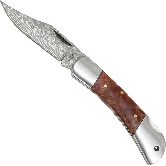 Haller Damast Survival Knife Damascus Steel Damast-Tame Rootwood 71 Layers 80621