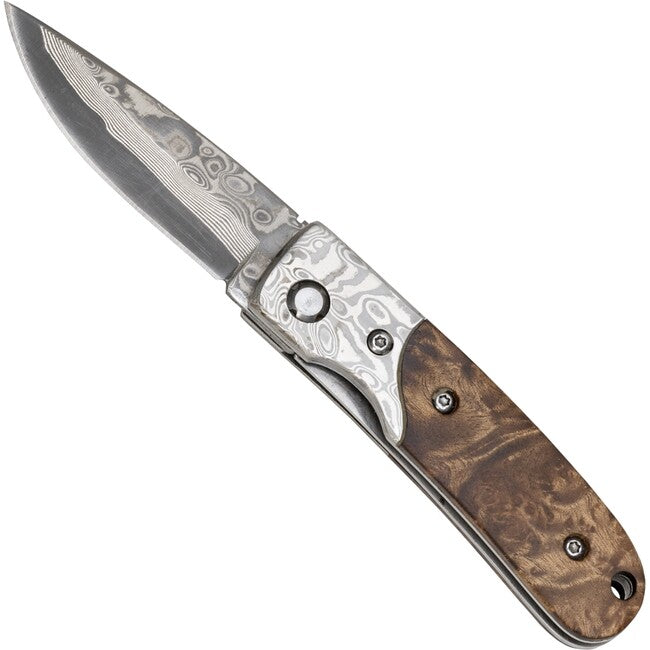 Haller Damast Survival Knife, Damask Steel, Tame Root Wood Handle, 39 Layers