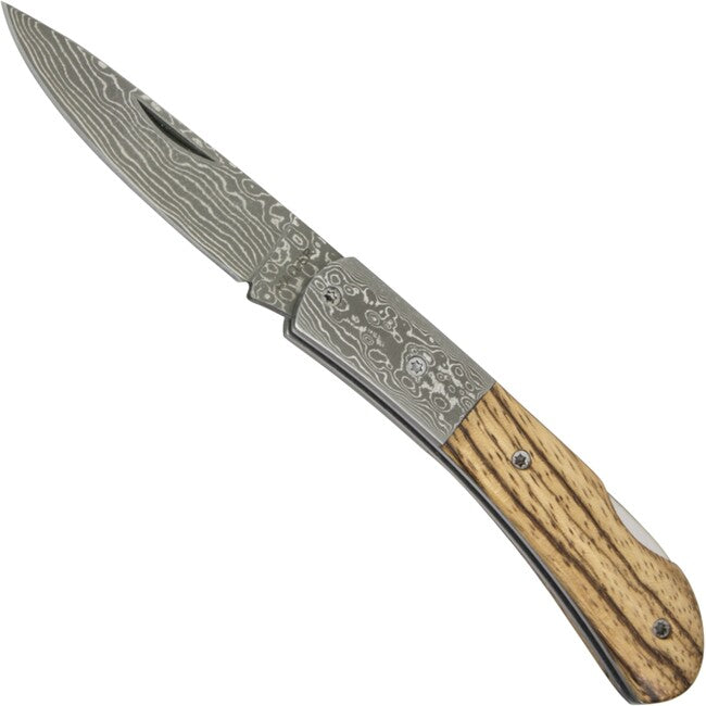 Haller Damast Survival Knife with Damascus Steel Damast-Tame Zebra Wood Handle